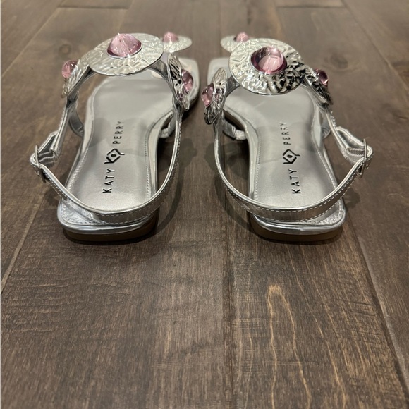 NWT Katy Perry Camie Silver Sandals Sz 8.5M Bling Slide - Picture 5 of 13